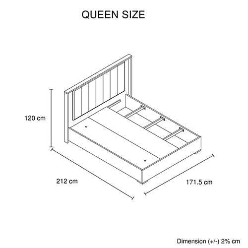 Queen Bed Frame Fabric Upholstery MDF LED Headboard in Champagne Colour