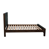 Bed Frame Double Size in Solid Wood Veneered Acacia Bedroom Timber Slat in Chocolate