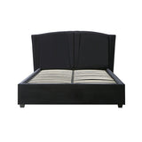 Roman Bed Frame Double Size Black Velvet Fabric with Gas Lift plywood metal structure