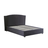 Roman Bed Frame Double Size Black Velvet Fabric with Gas Lift plywood metal structure