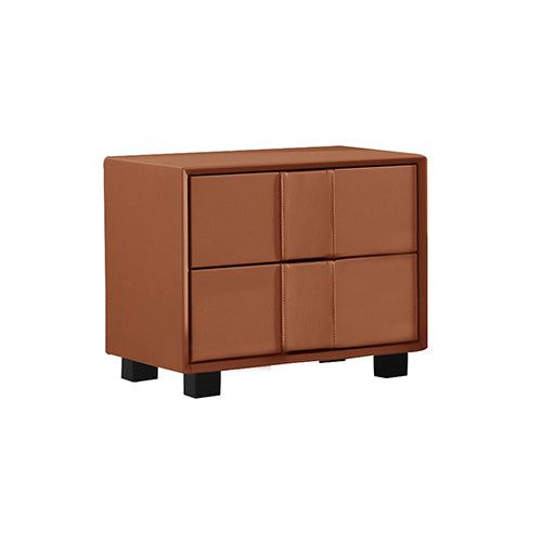 Louis Bedside Table MDF With PU Leather Wooden Legs