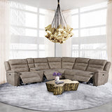 Barcelona 6 Seater Sectional Chaise Fabric Recliner Sofa with 2 Power Slides