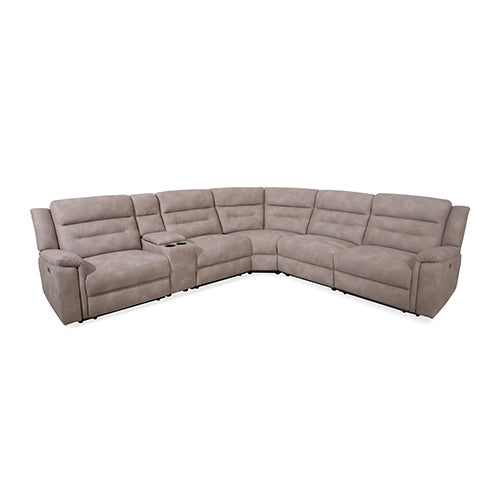 Barcelona 6 Seater Sectional Chaise Fabric Recliner Sofa with 2 Power Slides