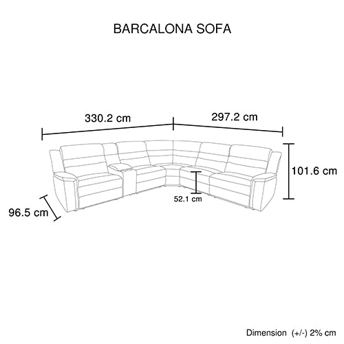 Barcelona 6 Seater Sectional Chaise Fabric Recliner Sofa with 2 Power Slides