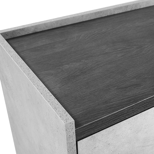 Dressing Chest With 6 Storage Drawers MDF Mirror Combination of Black & Cement Colour