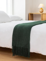 Micro Plush Knitted Woven Throw Blanket - Forest