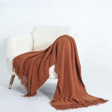 Micro Plush Knitted Woven Throw Blanket - Terracotta