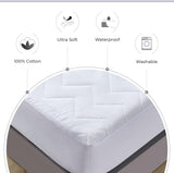 100% Ultra-Soft Cotton Quilted Anti-Microbial Mattress Cover Protector - Double Size