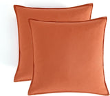 Vintage Washed Microfibre European Pillowcases - Set of 2 Luxurious European Pillow Covers - Terracotta