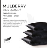 Luxury Pillowcase - 100% Pure Mulberry Silk on Both Sides - Black