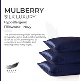 Luxury Pillowcase - 100% Pure Mulberry Silk on Both Sides - Navy