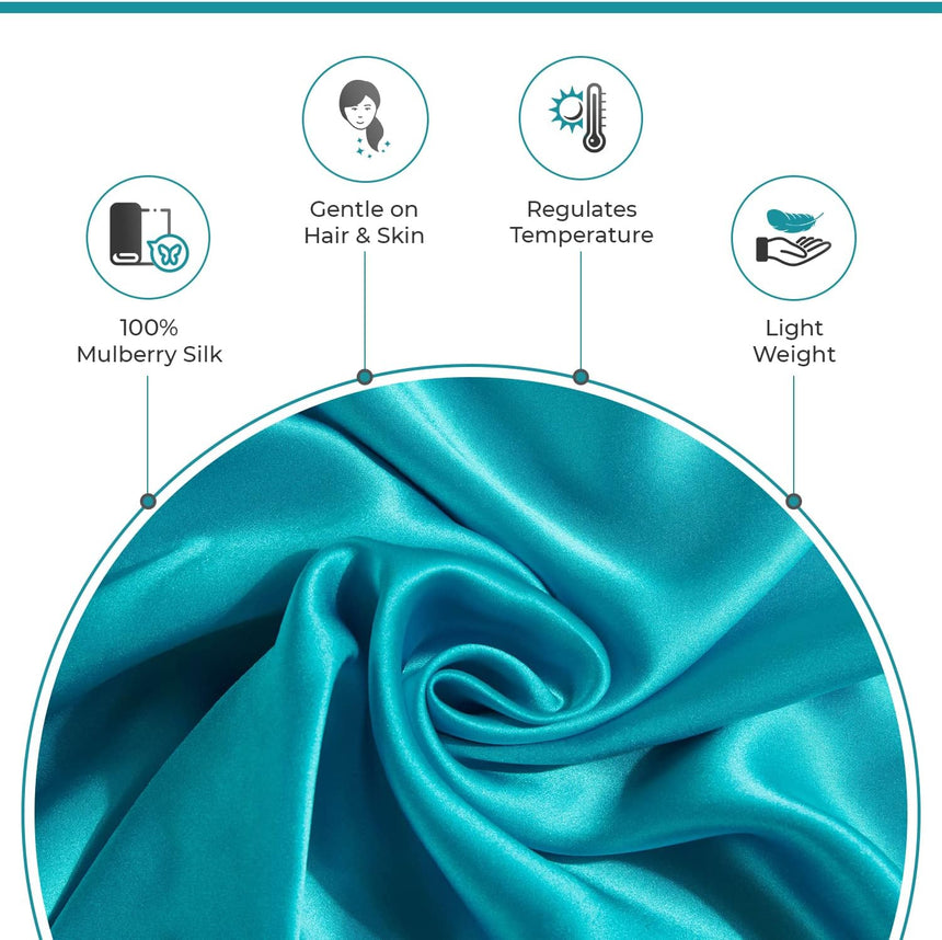 Luxury Pillowcase - 100% Pure Mulberry Silk on Both Sides - Teal