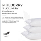 Luxury Pillowcase - 100% Pure Mulberry Silk on Both Sides - White