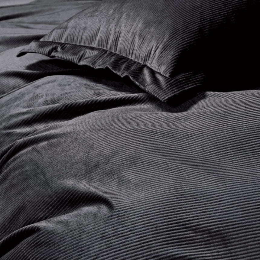 Set of 2 Super Soft Corduroy Velvet Standard Pillowcase - Charcoal