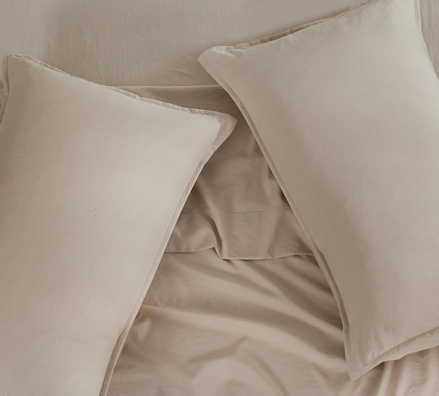 Vintage Washed Microfibre Standard Pillowcases - Set of 2 Luxurious Standard Pillow Covers - Linen