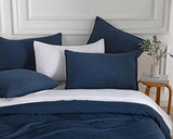 Vintage Washed Microfibre Standard Pillowcases - Set of 2 Luxurious Standard Pillow Covers - Navy