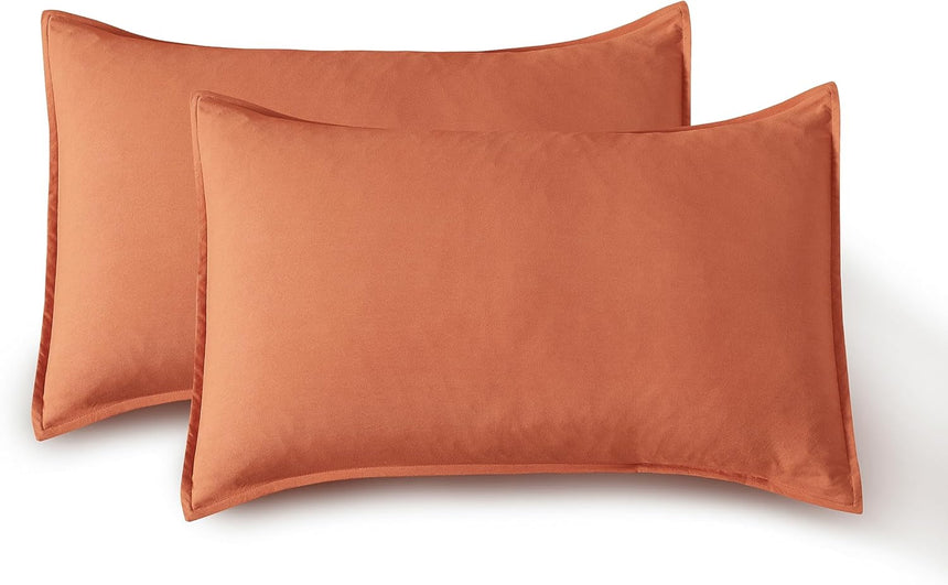 Vintage Washed Microfibre Standard Pillowcases - Set of 2 Luxurious Standard Pillow Covers - Terracotta