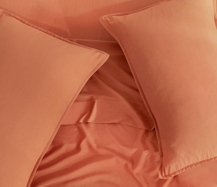 Vintage Washed Microfibre Standard Pillowcases - Set of 2 Luxurious Standard Pillow Covers - Terracotta