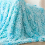 Double Sided Faux Fur Shaggy Throw Blanket - Blue