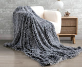 Double Sided Faux Fur Shaggy Throw Blanket - Charcoal