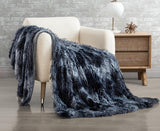 Double Sided Faux Fur Shaggy Throw Blanket - Navy