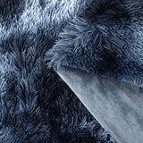 Double Sided Faux Fur Shaggy Throw Blanket - Navy