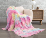 Double Sided Faux Fur Shaggy Throw Blanket - Rainbow