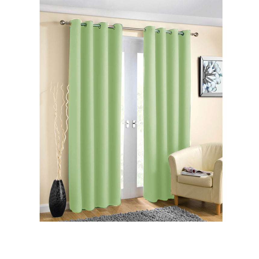 Pair of Blockout Plain Eyelet Curtains Sage