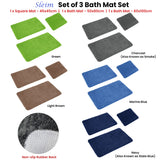 Sleim Set of 3 Bath Mat Set Charcoal (Also Known as Smoke)