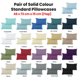 Pair of Solid Colour Microfiber Standard Pillowcases 48x73cmx15cm (Flap) Bone