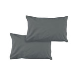 Pair of Solid Colour Microfiber Standard Pillowcases 48x73cmx15cm (Flap) Charcoal