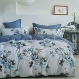 300TC Milla Blue Reversible Cotton Quilt Cover Set King