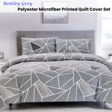 Artex Bentley Grey Quilt Cover Set Geometric Pattern Reversible Printed Microfiber Polyester King