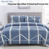 Artex Harold Blue Quilt Cover Set Geometric Pattern Reversible Printed Microfiber Polyester King