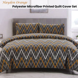 Artex Hayden Orange Quilt Cover Set Geometric Pattern Reversible Printed Microfiber Polyester Single