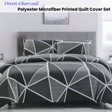 Artex Owen Charcoal Quilt Cover Set Geometric Pattern Reversible Printed Microfiber Polyester King