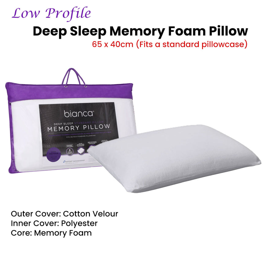 Bianca Memory Foam Low Profile Standard Pillow 65 x 40 cm