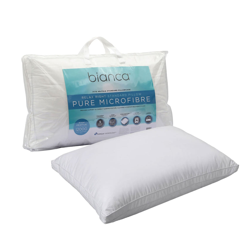 Bianca 1200g Relax Right Pure Microfiber High Profile Standard Pillow 49 x 72cm