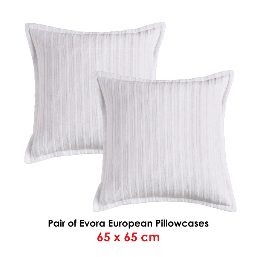 Bianca Pair of Evora White European Pillowcases