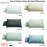 Bianca Pair of Heston Cotton Percale Standard Pillowcases Sage