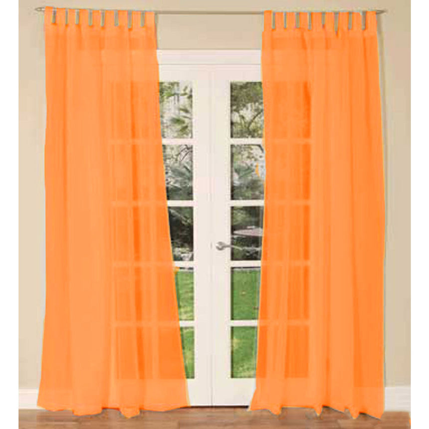 Pair of Sheer Mosquito Net Tab Top Curtains 150 x 240 cm Orange