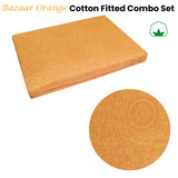 Bazaar Orange Cotton Fitted Combo Set Single