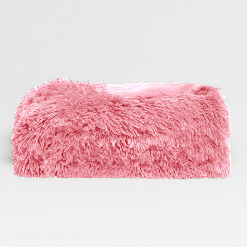 Hotel Living Long Hair Faux Fur Throw Rug Pink