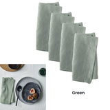 Vintage Design Homewares Set of 4 Washed Linen Cotton Square Napkins Green 50cm x 50cm