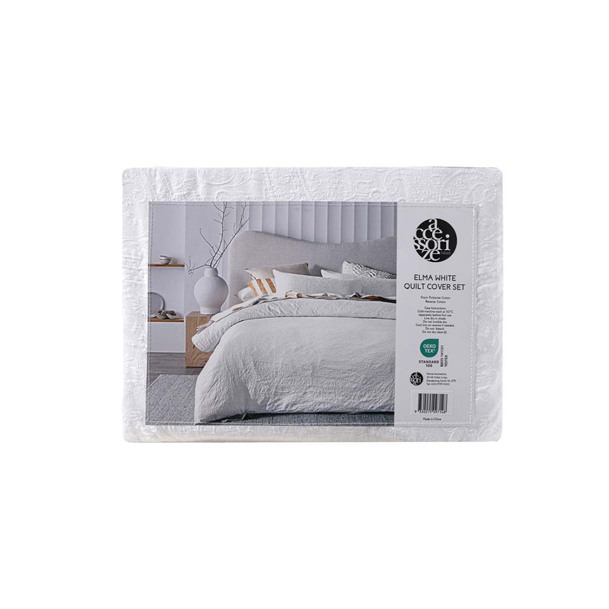 Accessorize Elma White Jacquard Quilt Cover Set King