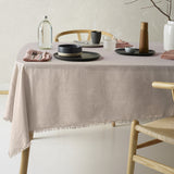 Vintage Design Homewares Gypsy Natural Fringed Washed Linen Cotton Tablecloth 150cm x 275cm