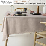 Vintage Design Homewares Gypsy Natural Fringed Washed Linen Cotton Tablecloth 150cm x 300cm