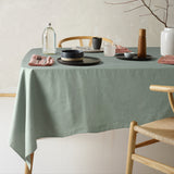 Vintage Design Homewares Helm Green Washed Linen Cotton Tablecloth 180cm x 180cm Square