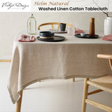 Vintage Design Homewares Helm Natural Washed Linen Cotton Tablecloth 150cm x 275cm