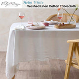 Vintage Design Homewares Helm White Washed Linen Cotton Tablecloth 180cm x 180cm Square